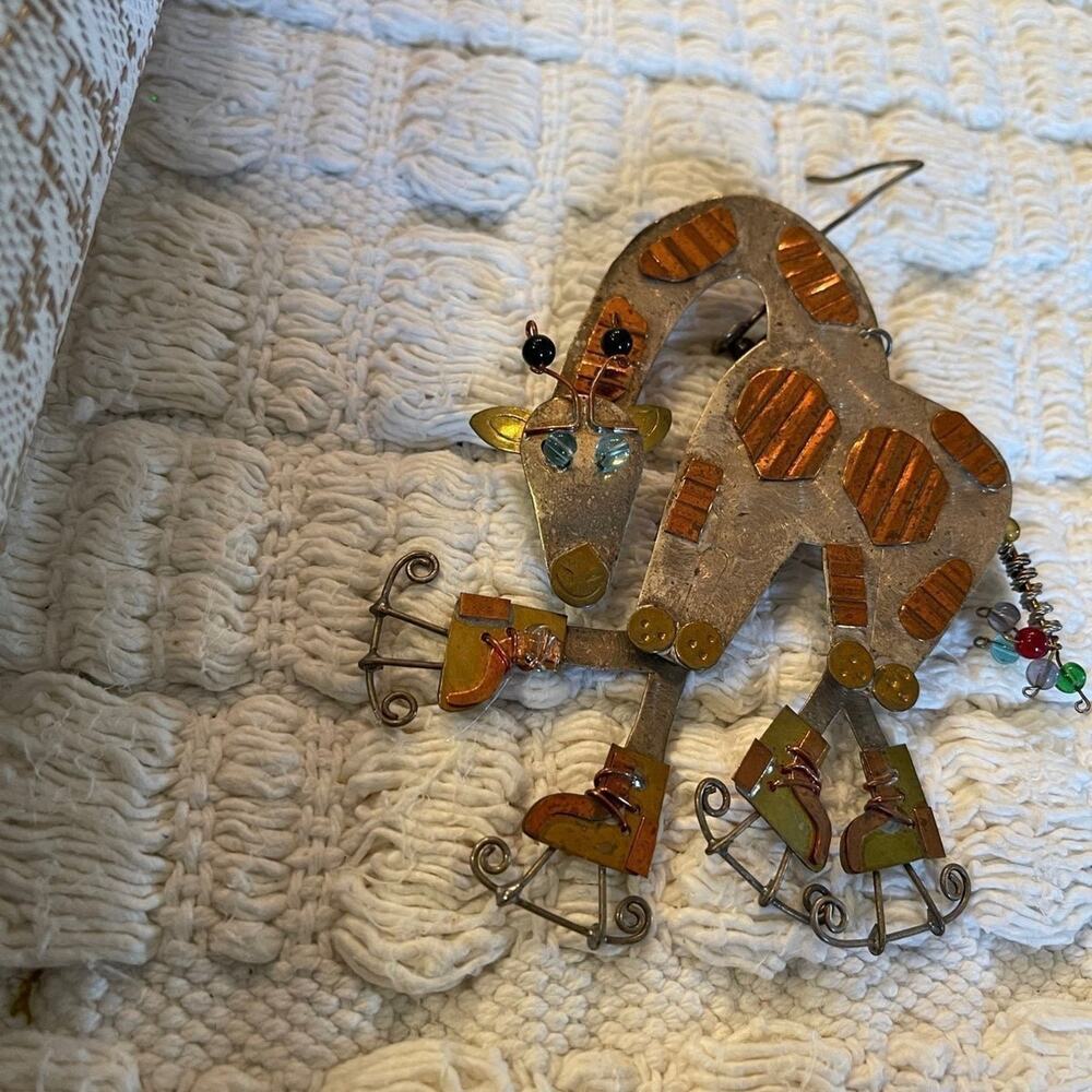 Giraffe ornament copper and metal Christmas ornament